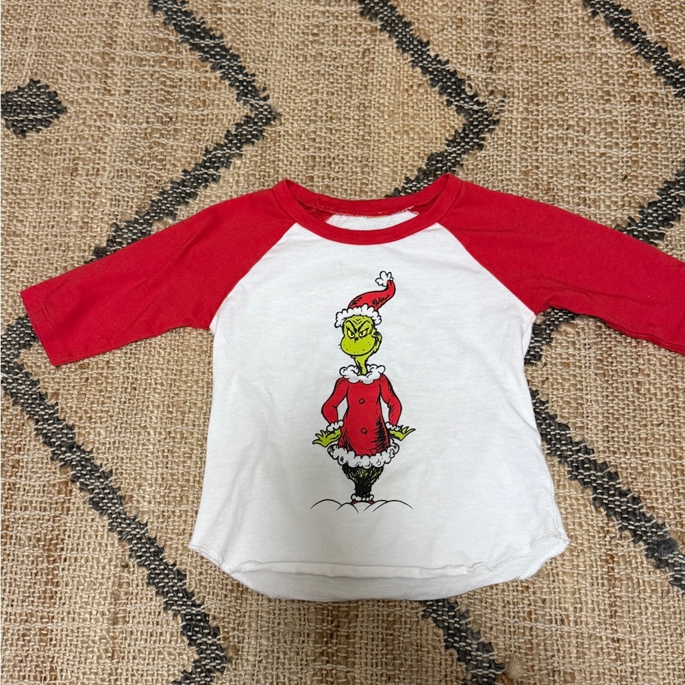 Dr. Seuss Grinch Kids Long Sleeve Tee - Red & White